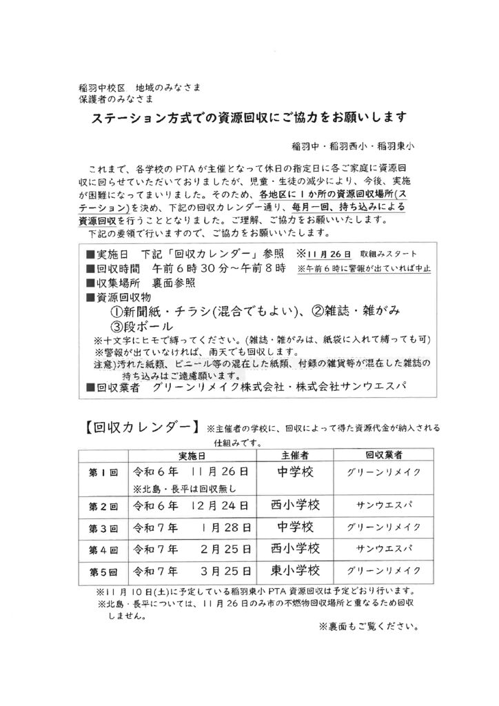 令和6年度資源回収カレンダーのサムネイル