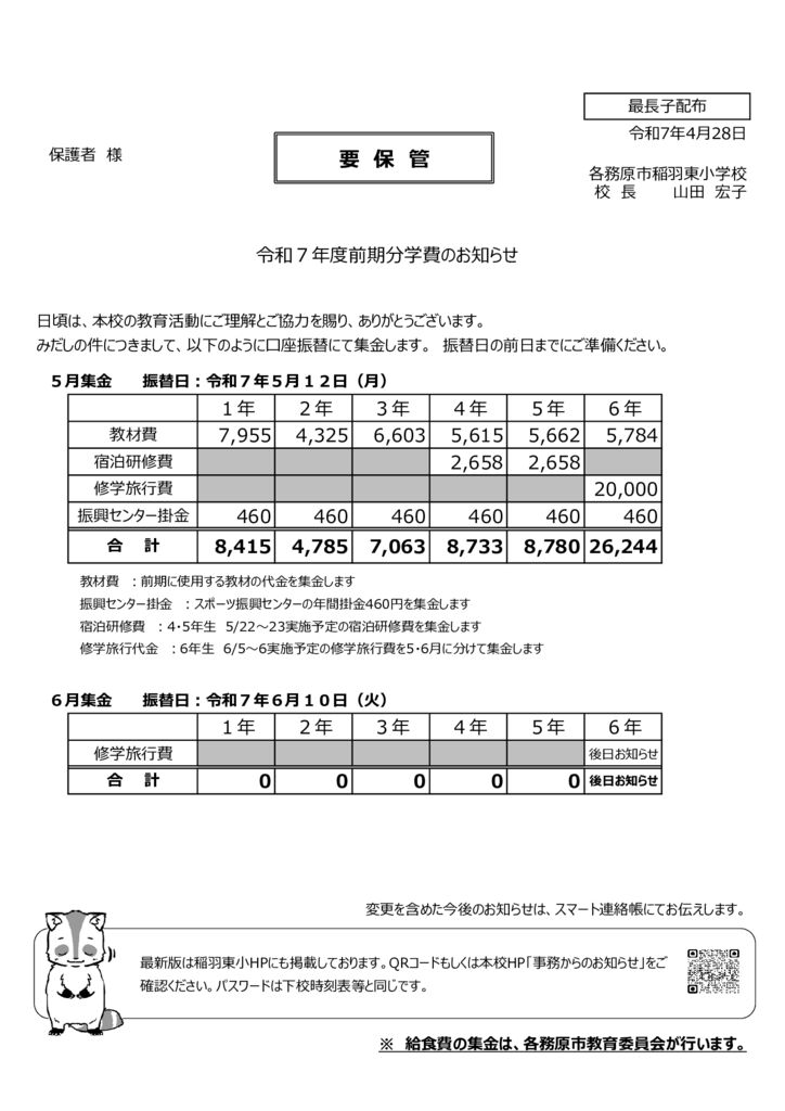 学費お知らせ(交流学級)R7前期1のサムネイル
