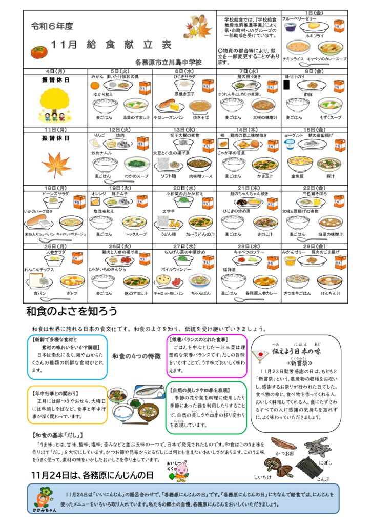 コピーR6.11 川島中献立表 –のサムネイル