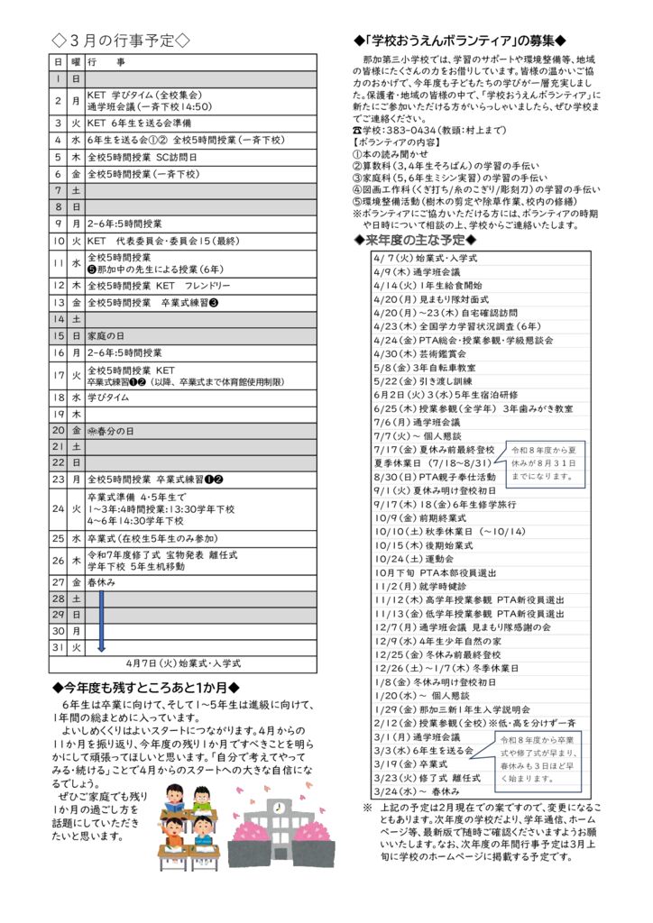 R7学校だより2月20日号裏面のサムネイル