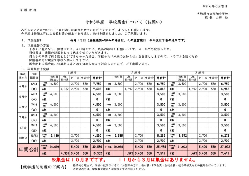 学校徴収金　R6のサムネイル