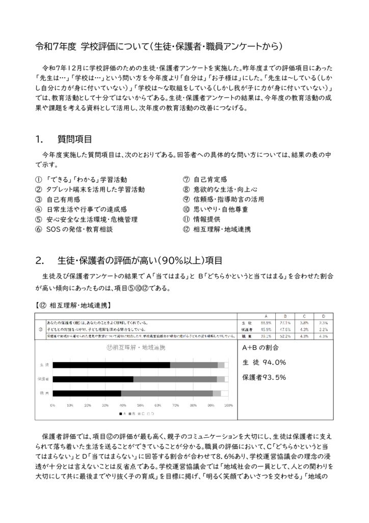 令和７年度 桜丘中学校評価のサムネイル